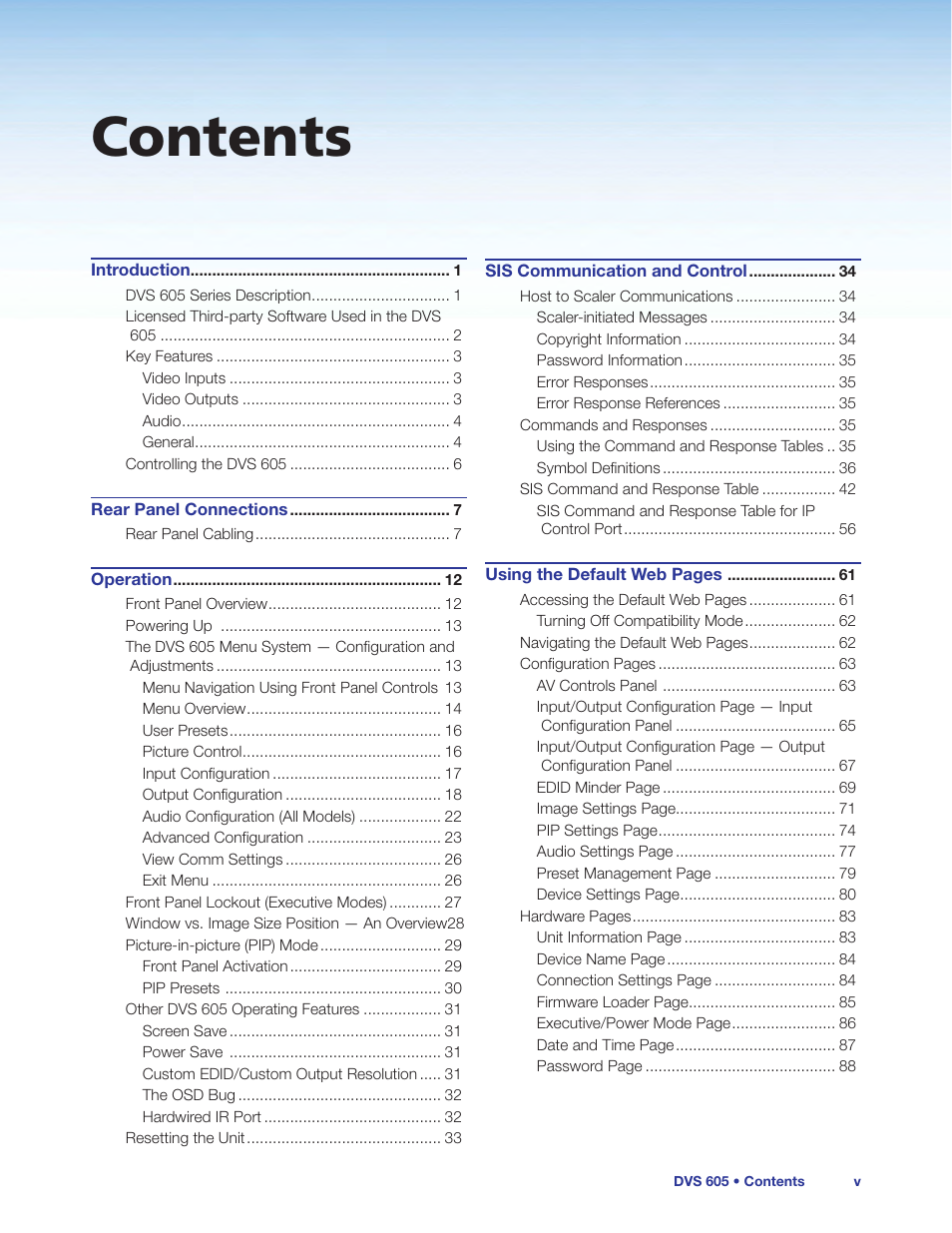 Extron Electronics DVS 605 User Guide User Manual | Page 5 / 98