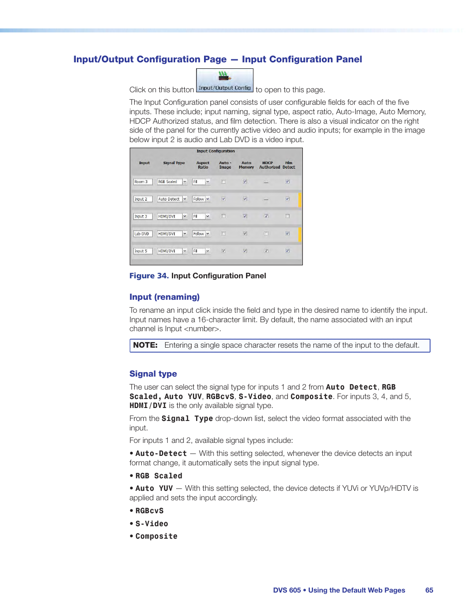 Configuration panel | Extron Electronics DVS 605 User Guide User Manual | Page 71 / 98