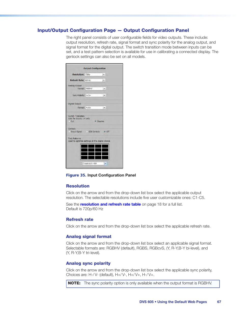 Configuration panel | Extron Electronics DVS 605 User Guide User Manual | Page 73 / 98