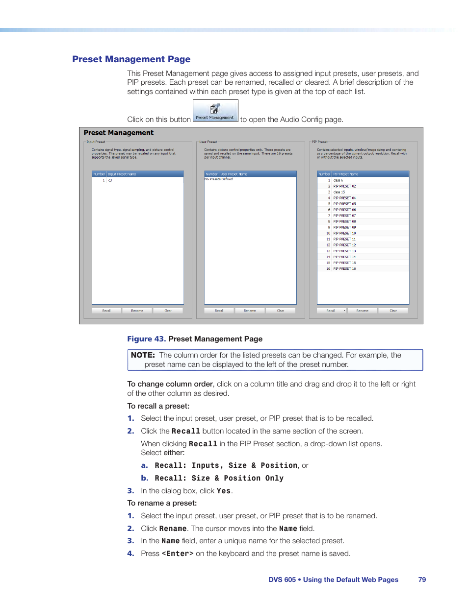 See the, Section | Extron Electronics DVS 605 User Guide User Manual | Page 85 / 98