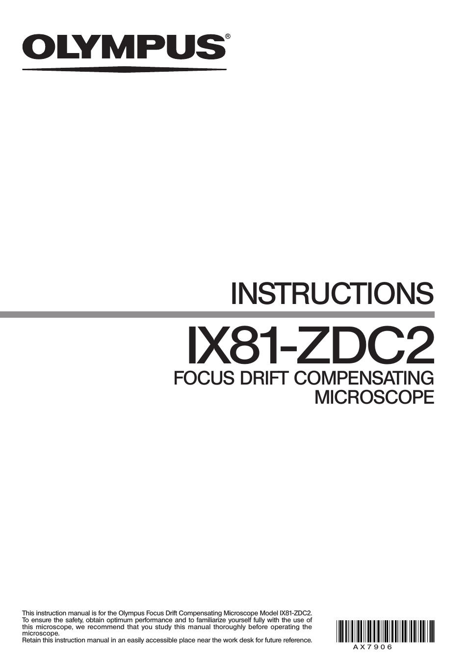 Olympus IX81-ZDC2 User Manual | 16 pages