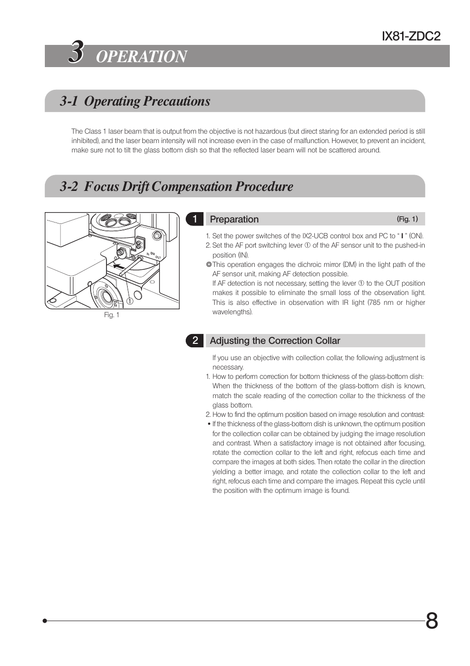 Operation, Ix81-zdc2 | Olympus IX81-ZDC2 User Manual | Page 11 / 16