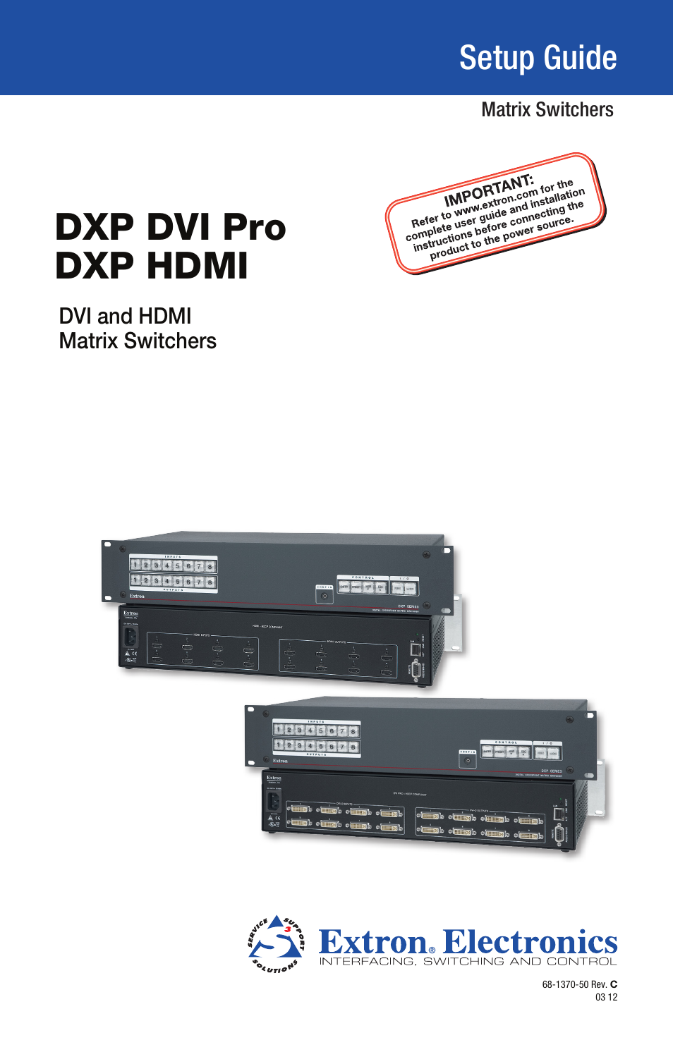 Extron Electronics DXP DVI Pro Setup Guide User Manual | 48 pages