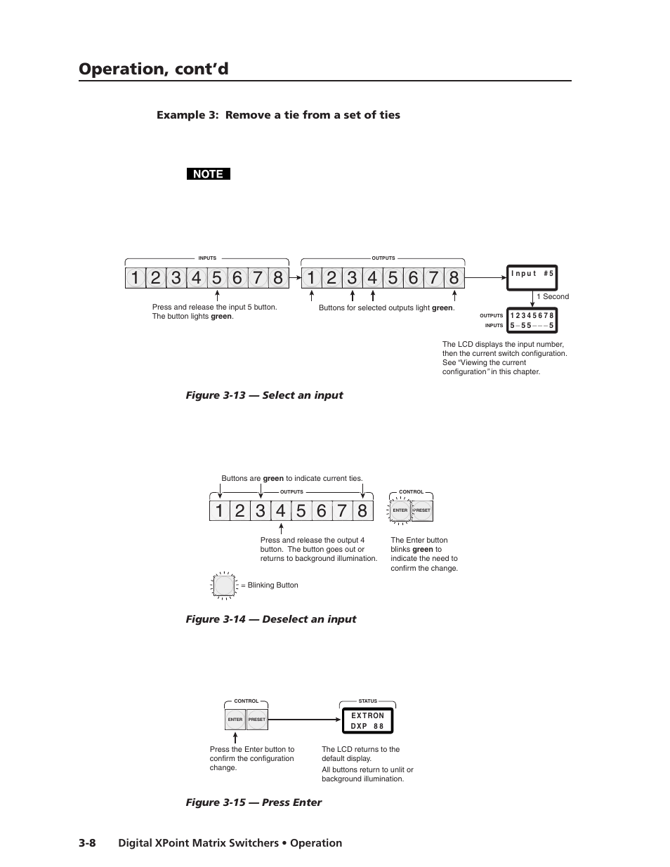 Example 3: remove a tie from a set of ties, Operation, cont’d | Extron Electronics DXP Series User Manual | Page 25 / 65