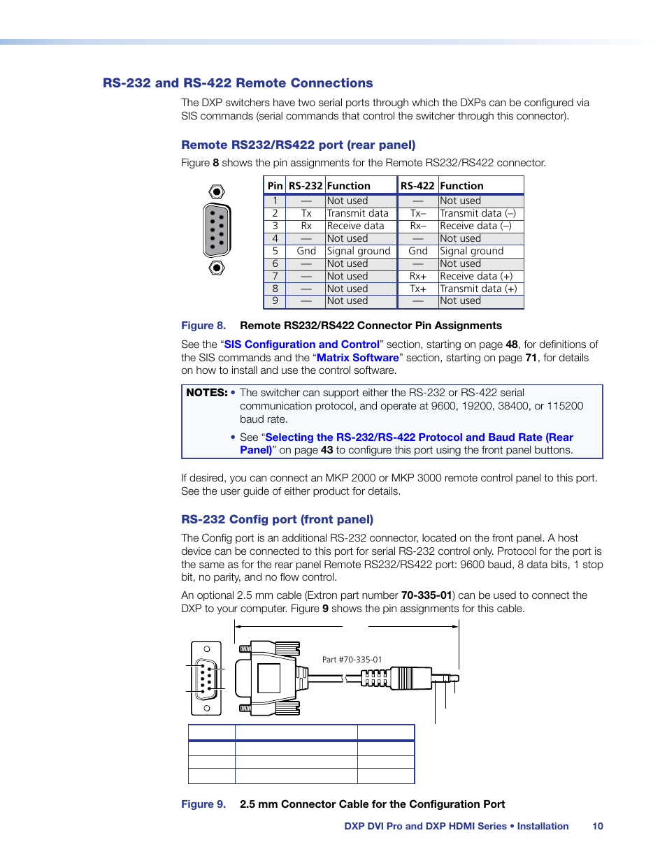 Rs-232 and rs-422 remote connections, Rs-232 and rs-422 remote, Connections | Ol (see | Extron Electronics DXP HDMI User Guide User Manual | Page 16 / 136