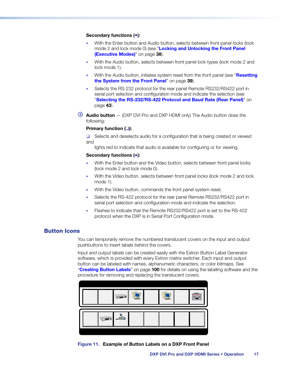 Button icons | Extron Electronics DXP HDMI User Guide User Manual | Page 23 / 136