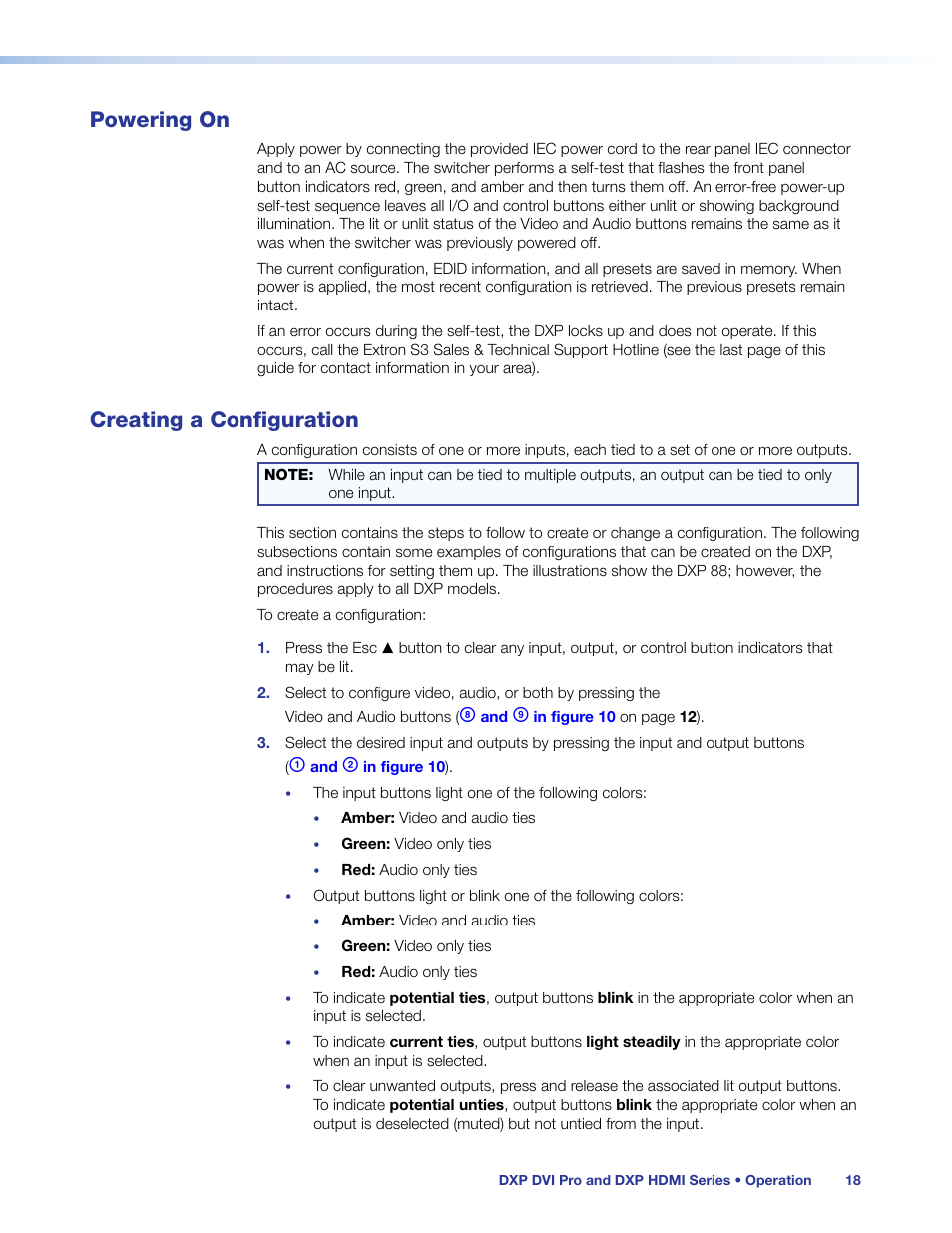 Powering on, Creating a configuration, Powering on creating a configuration | Extron Electronics DXP HDMI User Guide User Manual | Page 24 / 136