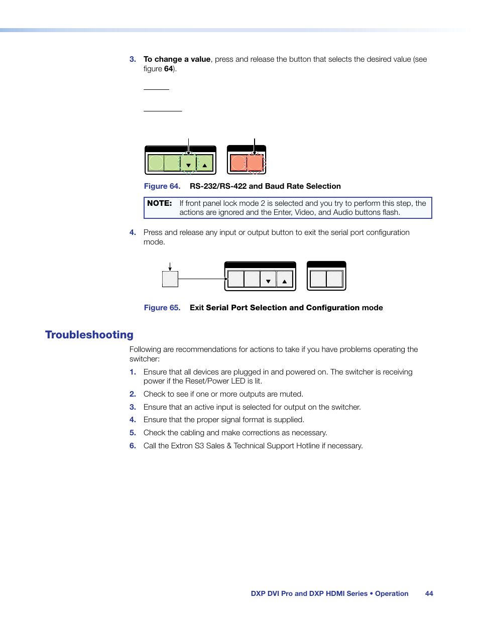 Troubleshooting | Extron Electronics DXP HDMI User Guide User Manual | Page 50 / 136