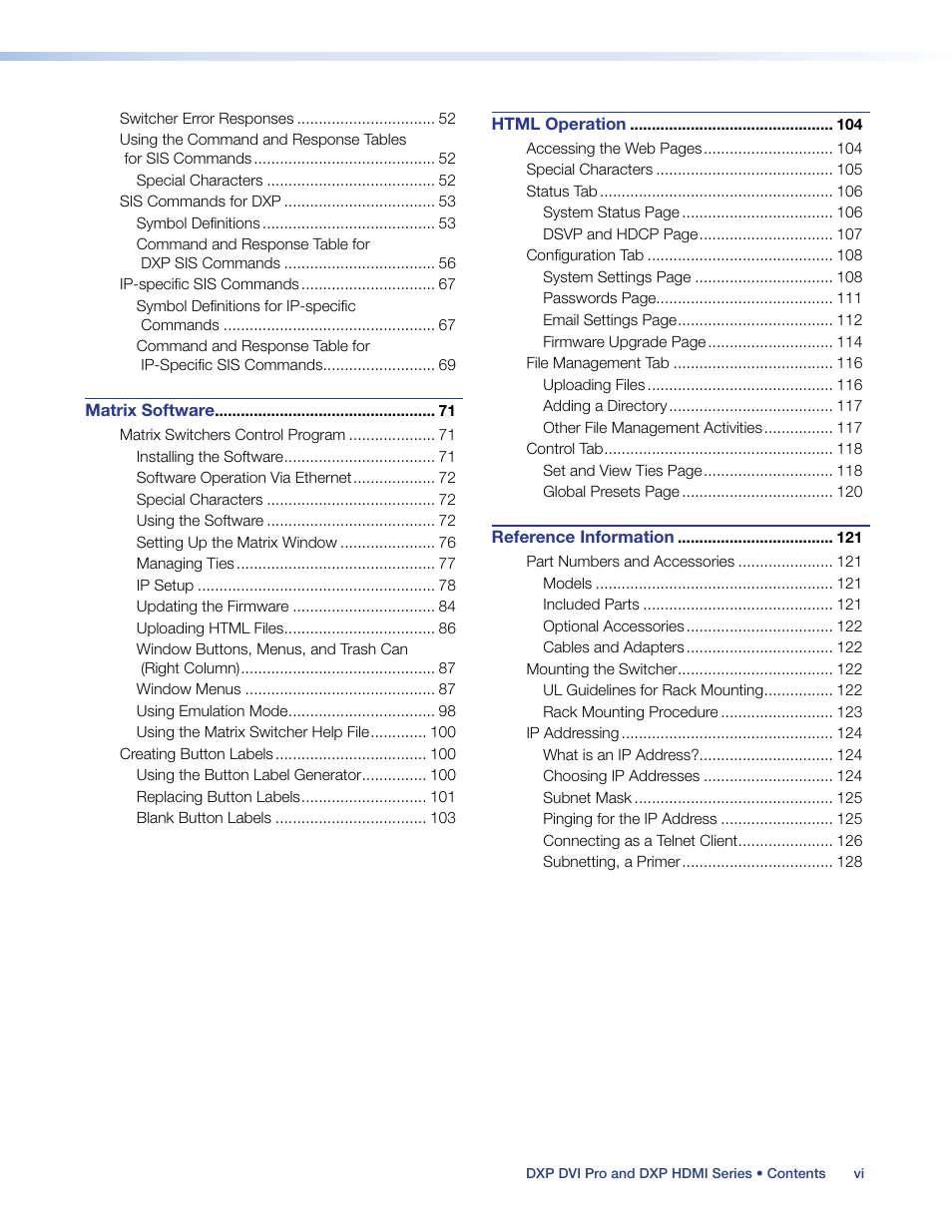 Extron Electronics DXP HDMI User Guide User Manual | Page 6 / 136
