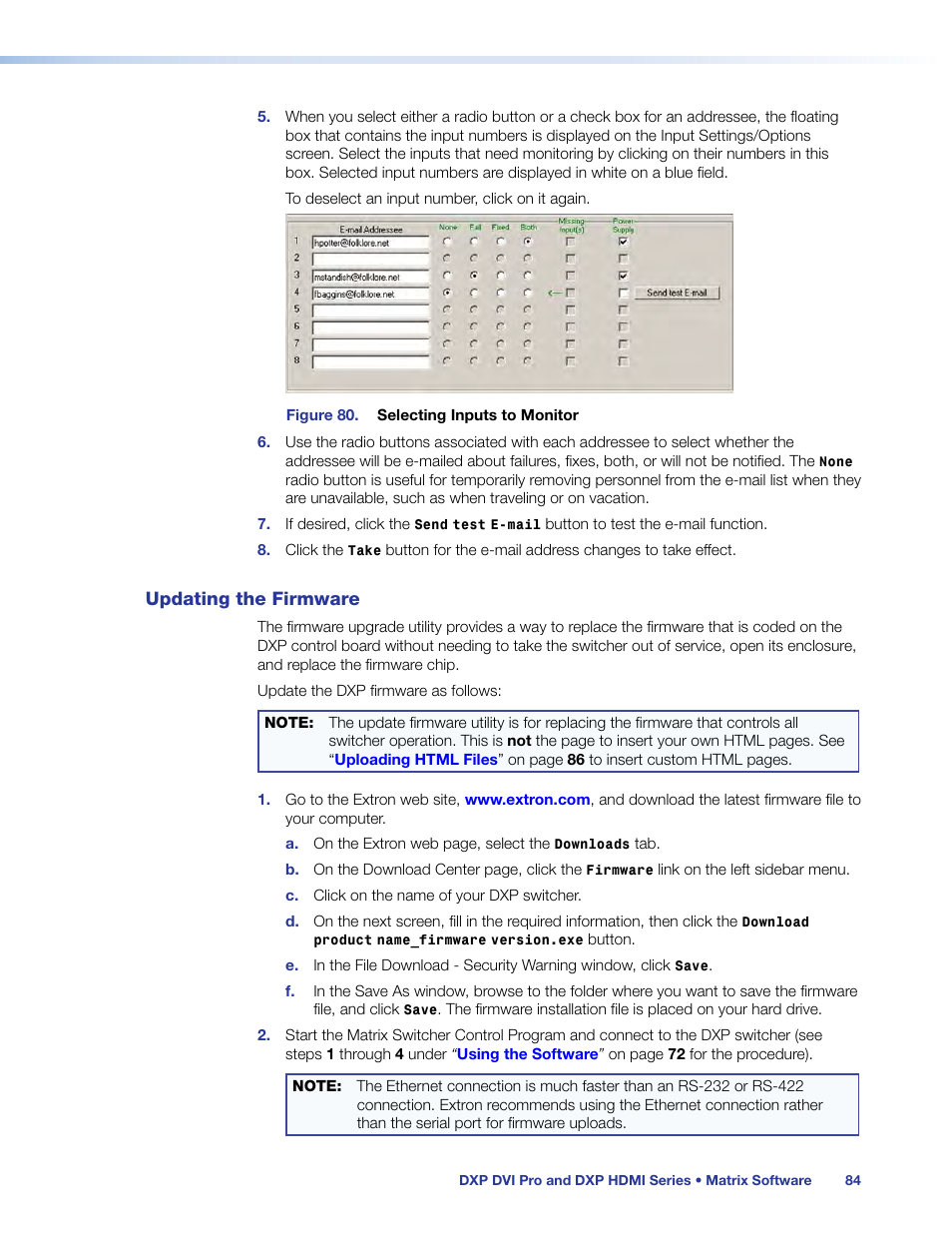 Updating the firmware | Extron Electronics DXP HDMI User Guide User Manual | Page 90 / 136
