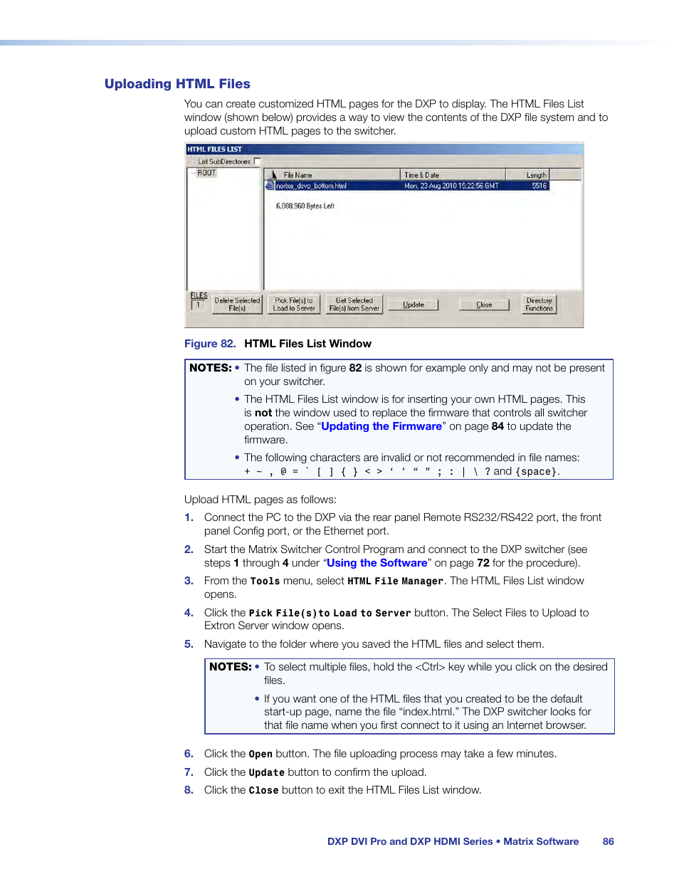 Uploading html files | Extron Electronics DXP HDMI User Guide User Manual | Page 92 / 136