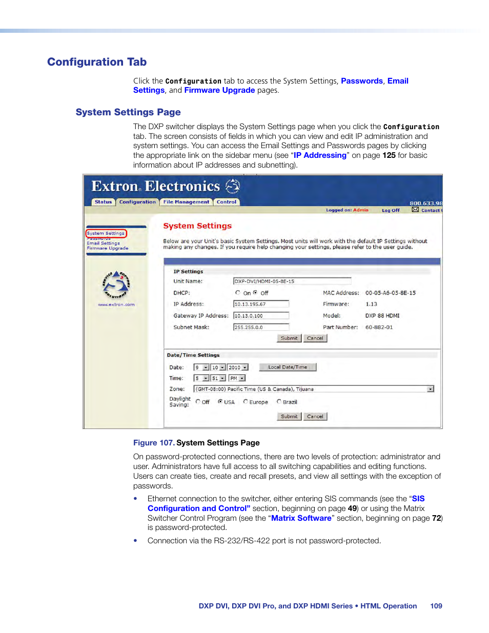 Configuration tab | Extron Electronics DXP HDMI User Manual | Page 115 / 137