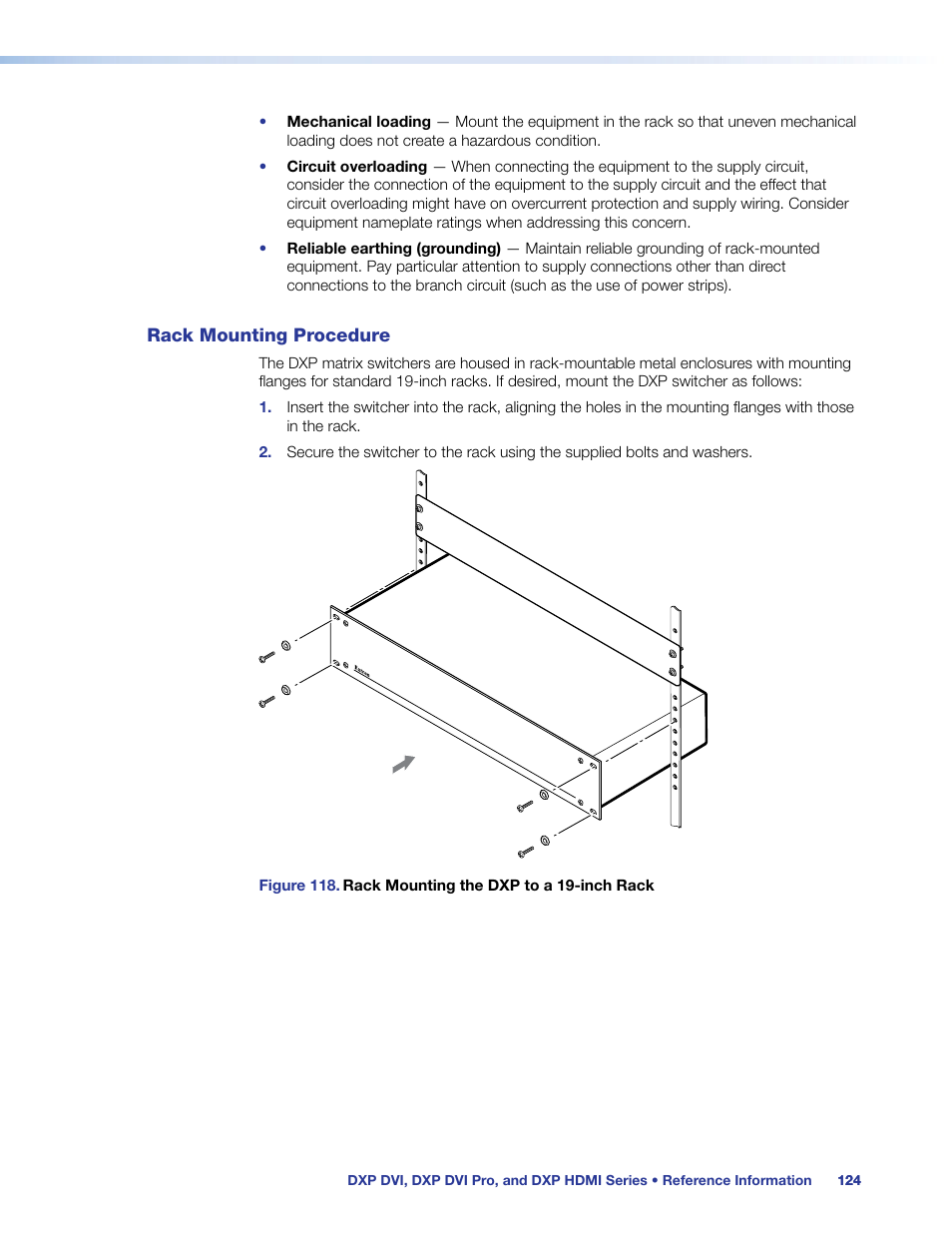 Rack mounting procedure | Extron Electronics DXP HDMI User Manual | Page 130 / 137