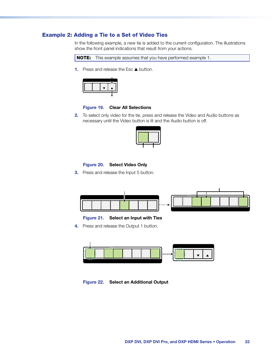 Example 2: adding a tie to a set of video ties, Example 2: adding a tie to a set of video, Ties | Extron Electronics DXP HDMI User Manual | Page 28 / 137