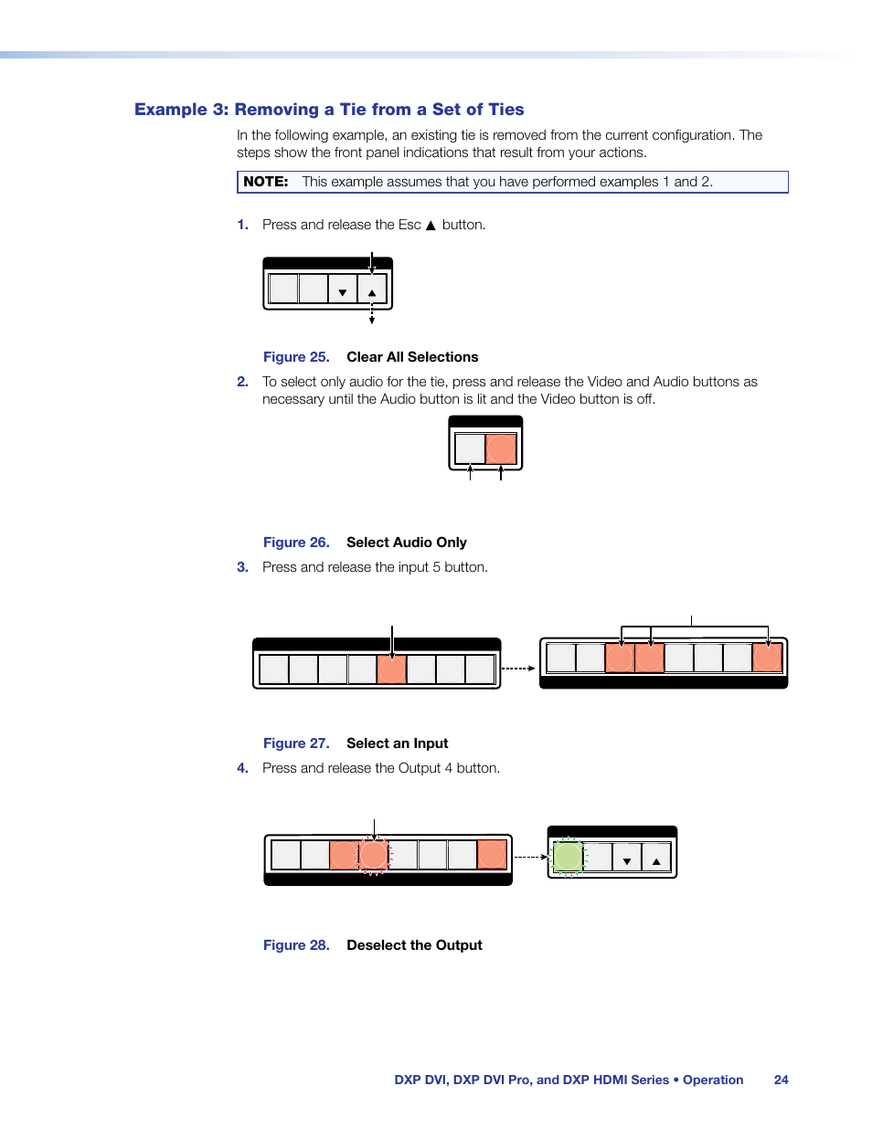 Example 3: removing a tie from a set of ties, Example 3: removing a tie from a set, Of ties | Extron Electronics DXP HDMI User Manual | Page 30 / 137