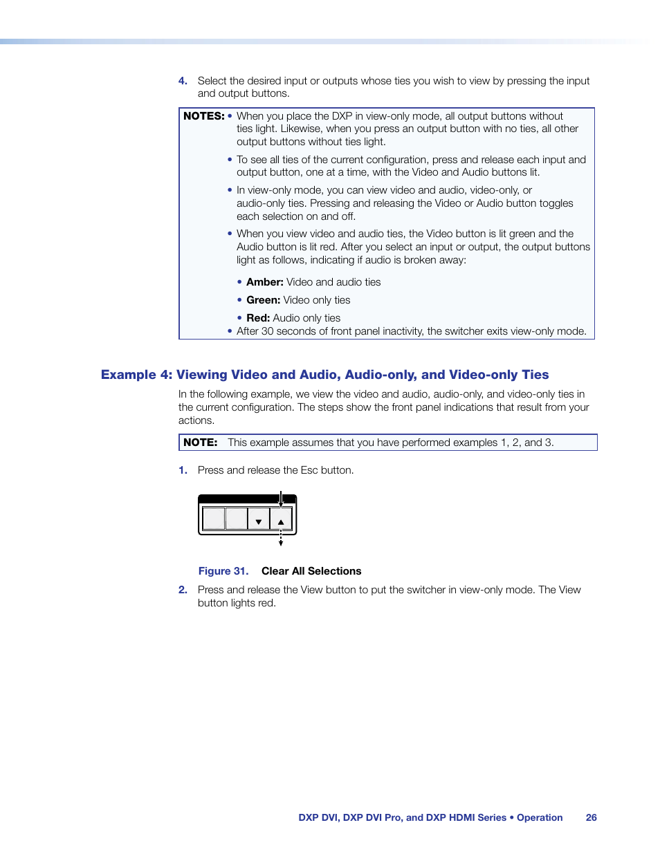 Example 4: viewing video and audio, Audio-only, and video-only ties | Extron Electronics DXP HDMI User Manual | Page 32 / 137