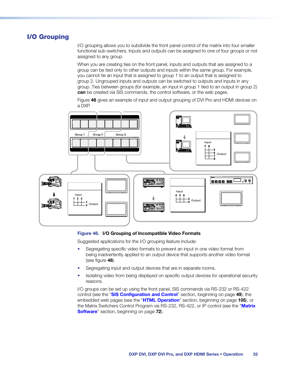 I/o grouping, Mode (see, Oup 1 (see | Oup 4 (see | Extron Electronics DXP HDMI User Manual | Page 38 / 137