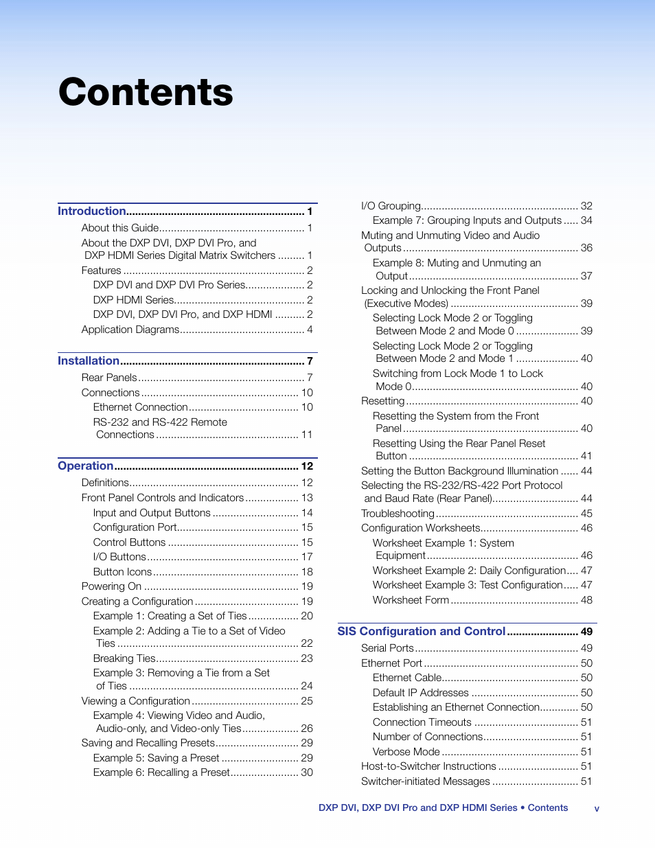 Extron Electronics DXP HDMI User Manual | Page 5 / 137