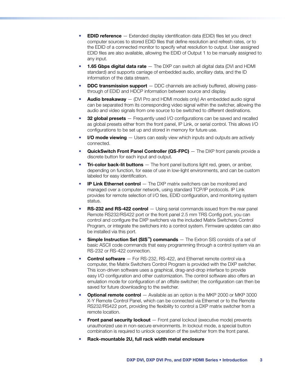 Extron Electronics DXP HDMI User Manual | Page 9 / 137