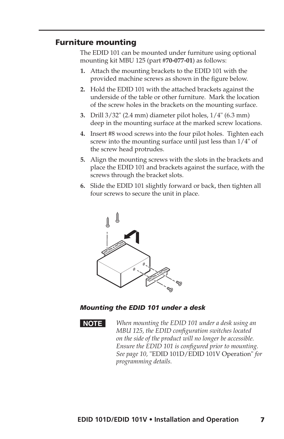 Furniture mounting | Extron Electronics EDID 101D_101V User Guide User Manual | Page 11 / 20
