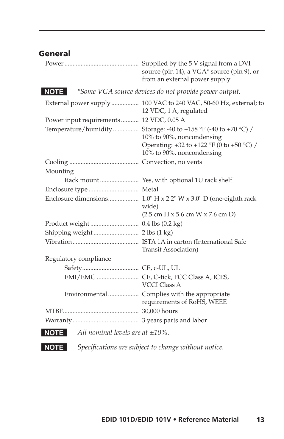 General | Extron Electronics EDID 101D_101V User Guide User Manual | Page 17 / 20