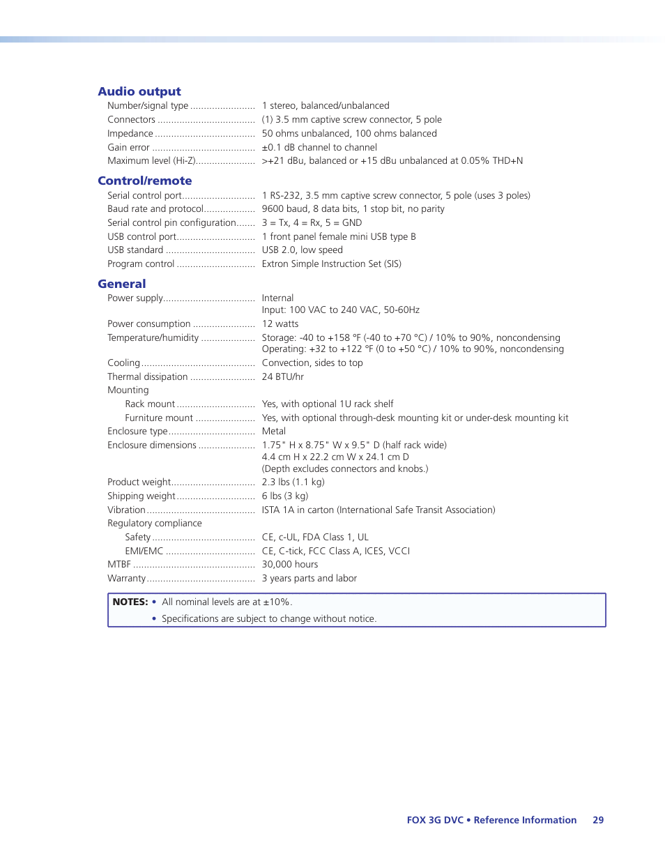 Extron Electronics FOX 3G DVC User Guide User Manual | Page 35 / 39