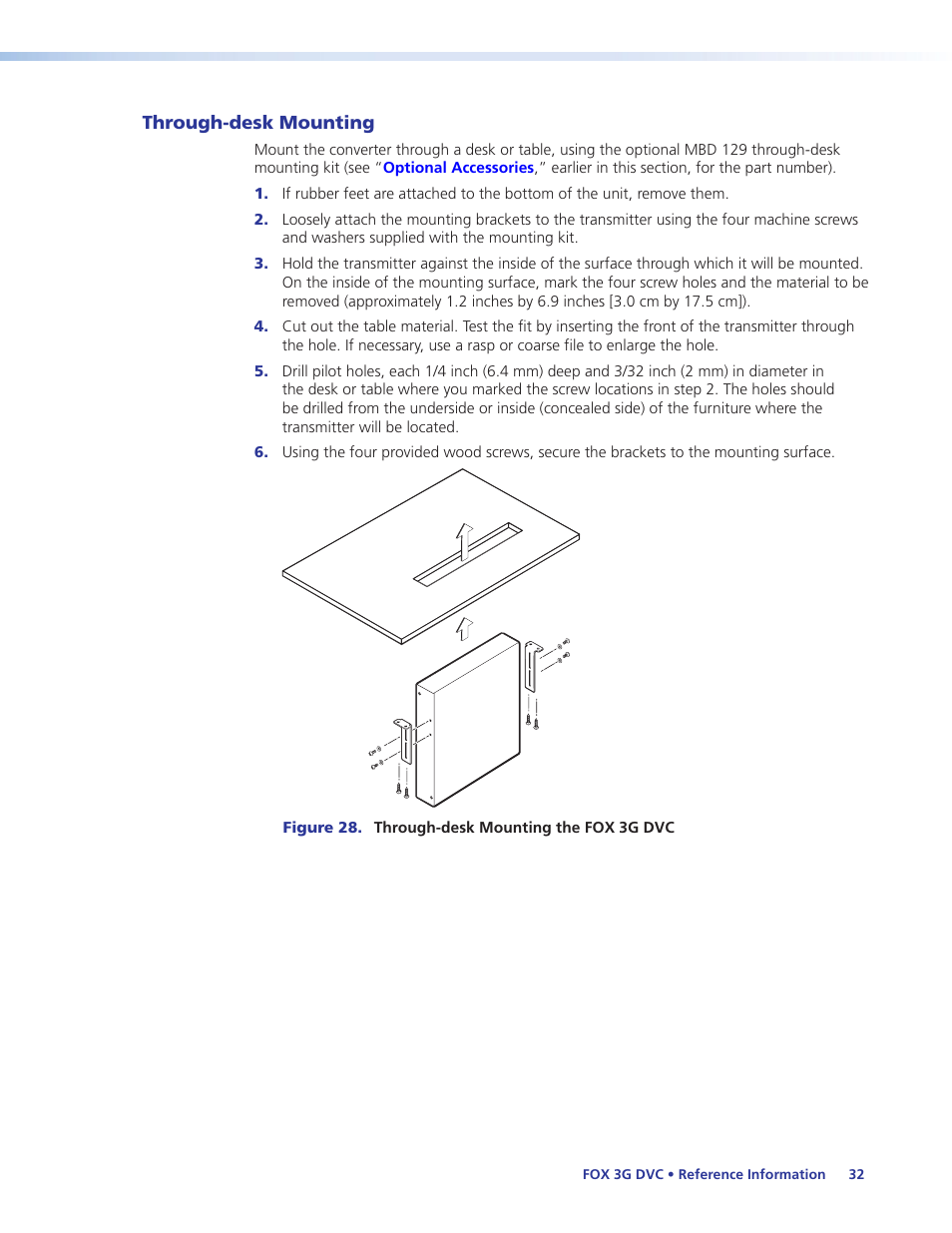 Through-desk mounting | Extron Electronics FOX 3G DVC User Guide User Manual | Page 38 / 39