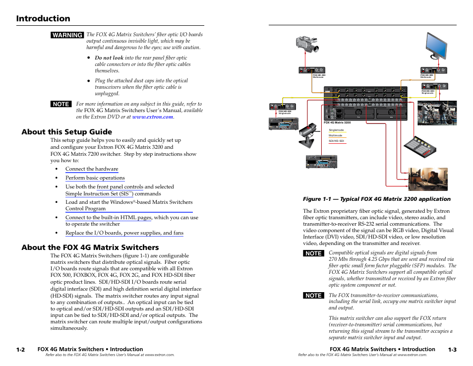 About this setup guide, About the fox 4g matrix switchers | Extron Electronics FOX 4G Matrix 7200 Setup Guide User Manual | Page 6 / 23