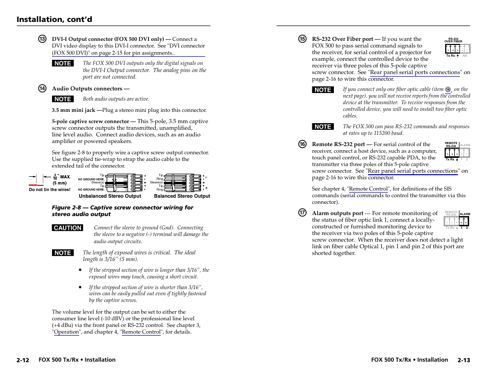Installation, cont’d | Extron Electronics FOX 500 DVI Tx User Guide User Manual | Page 15 / 46