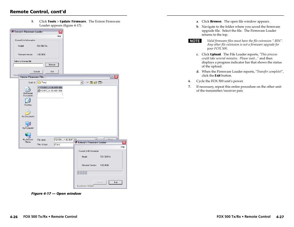 Remote control, cont’d | Extron Electronics FOX 500 DVI Tx User Guide User Manual | Page 38 / 46