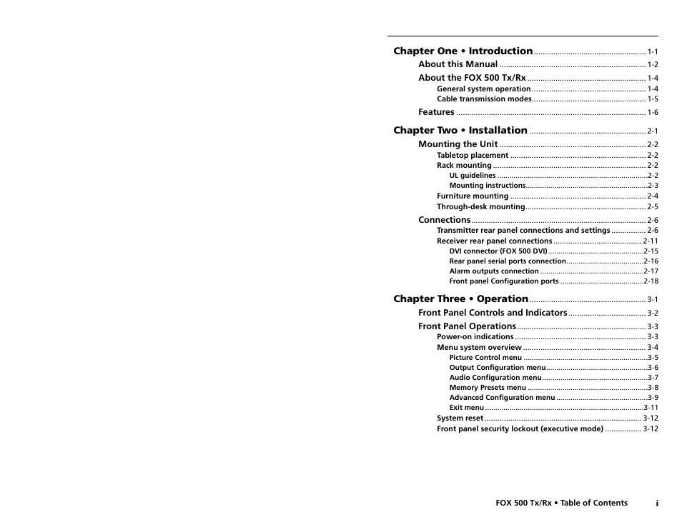 Extron Electronics FOX 500 DVI Tx User Guide User Manual | Page 4 / 46
