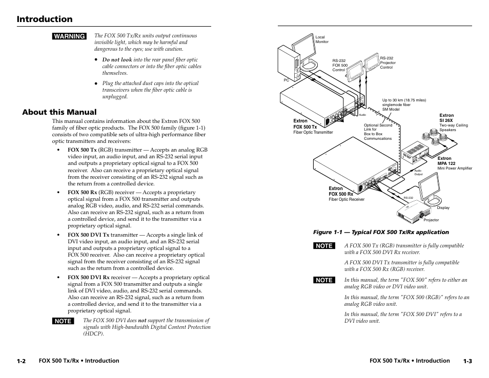 About this manual, Introduction | Extron Electronics FOX 500 DVI Tx User Guide User Manual | Page 6 / 46