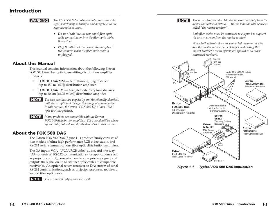 About this manual, About the fox 500 da6 | Extron Electronics FOX 500 DA6 User Guide User Manual | Page 7 / 32