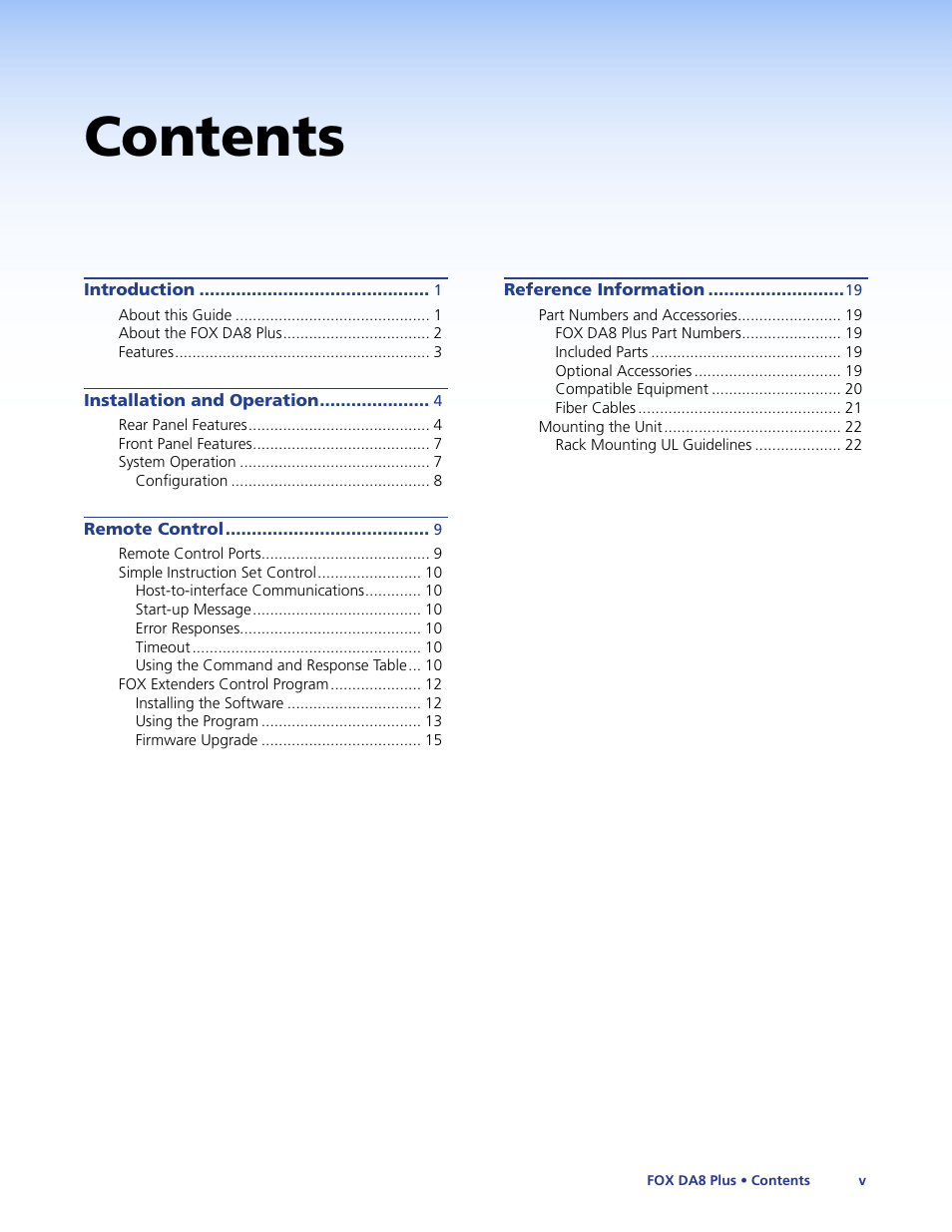 Extron Electronics FOX DA8 Plus User Guide User Manual | Page 5 / 29