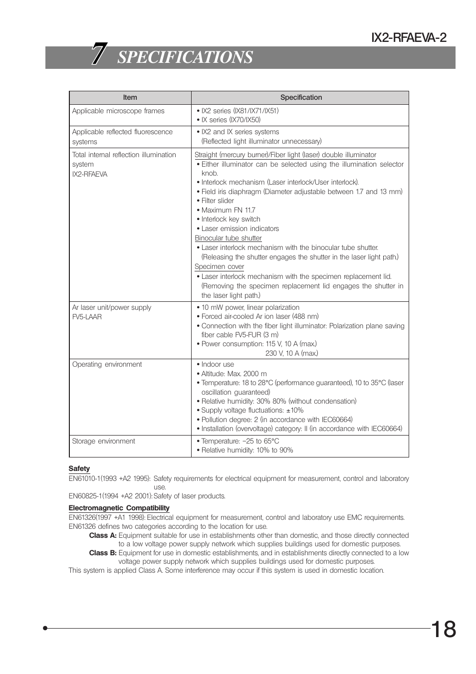 Specifications, Ix2-rfaeva-2 | Olympus IX2 RFAEVA2 User Manual | Page 21 / 24