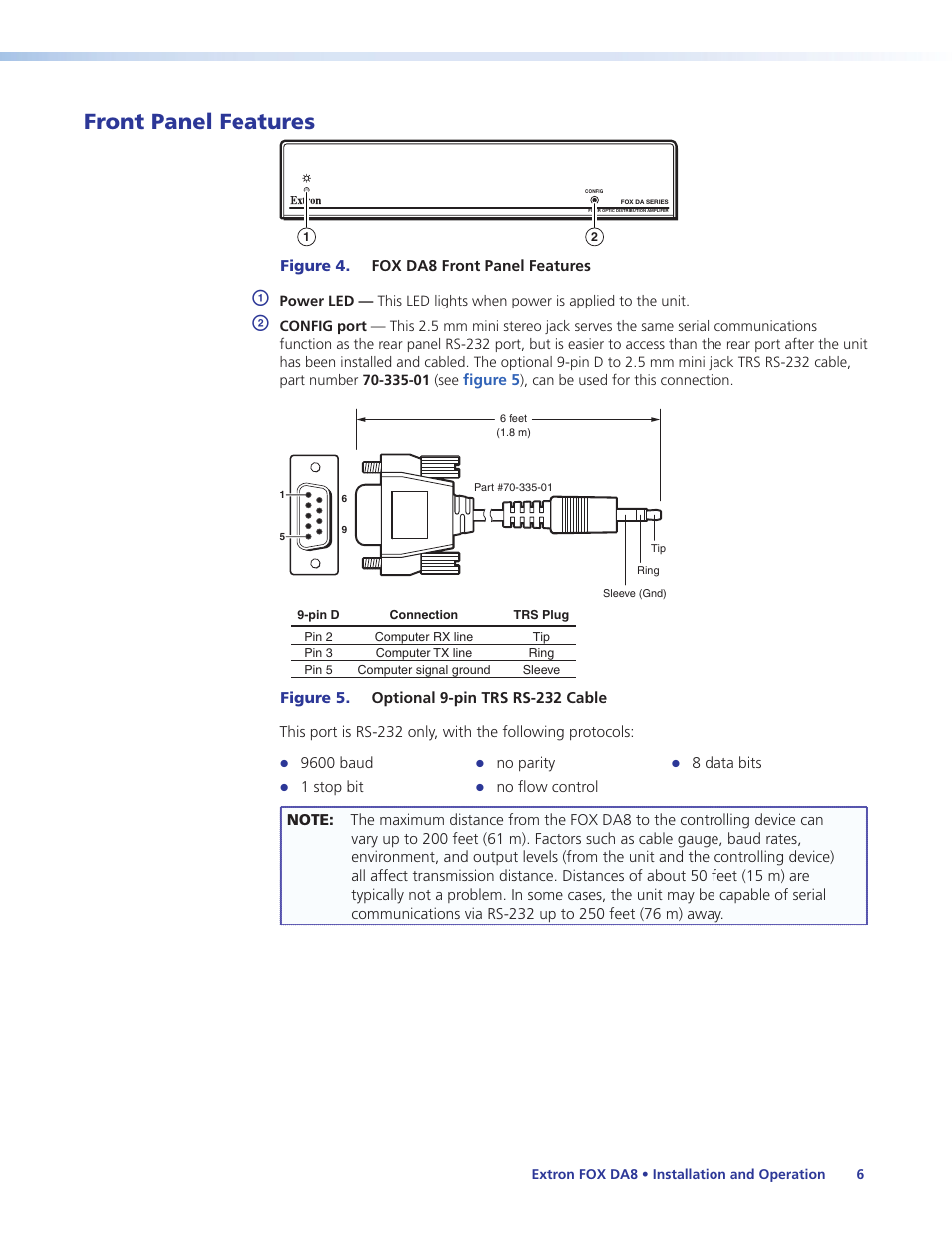 Front panel features | Extron Electronics FOX DA8 User Guide User Manual | Page 12 / 25