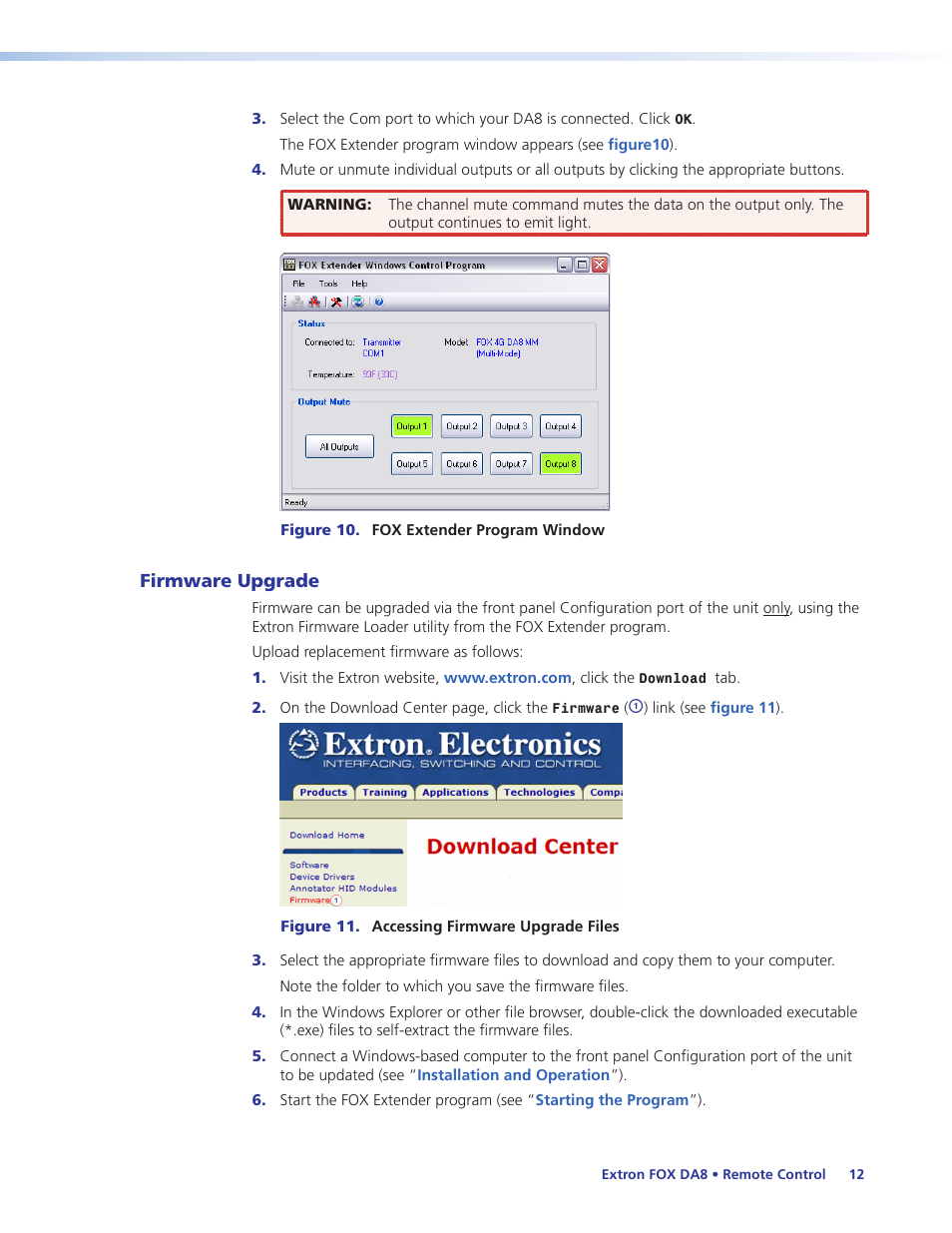Firmware upgrade | Extron Electronics FOX DA8 User Guide User Manual | Page 18 / 25