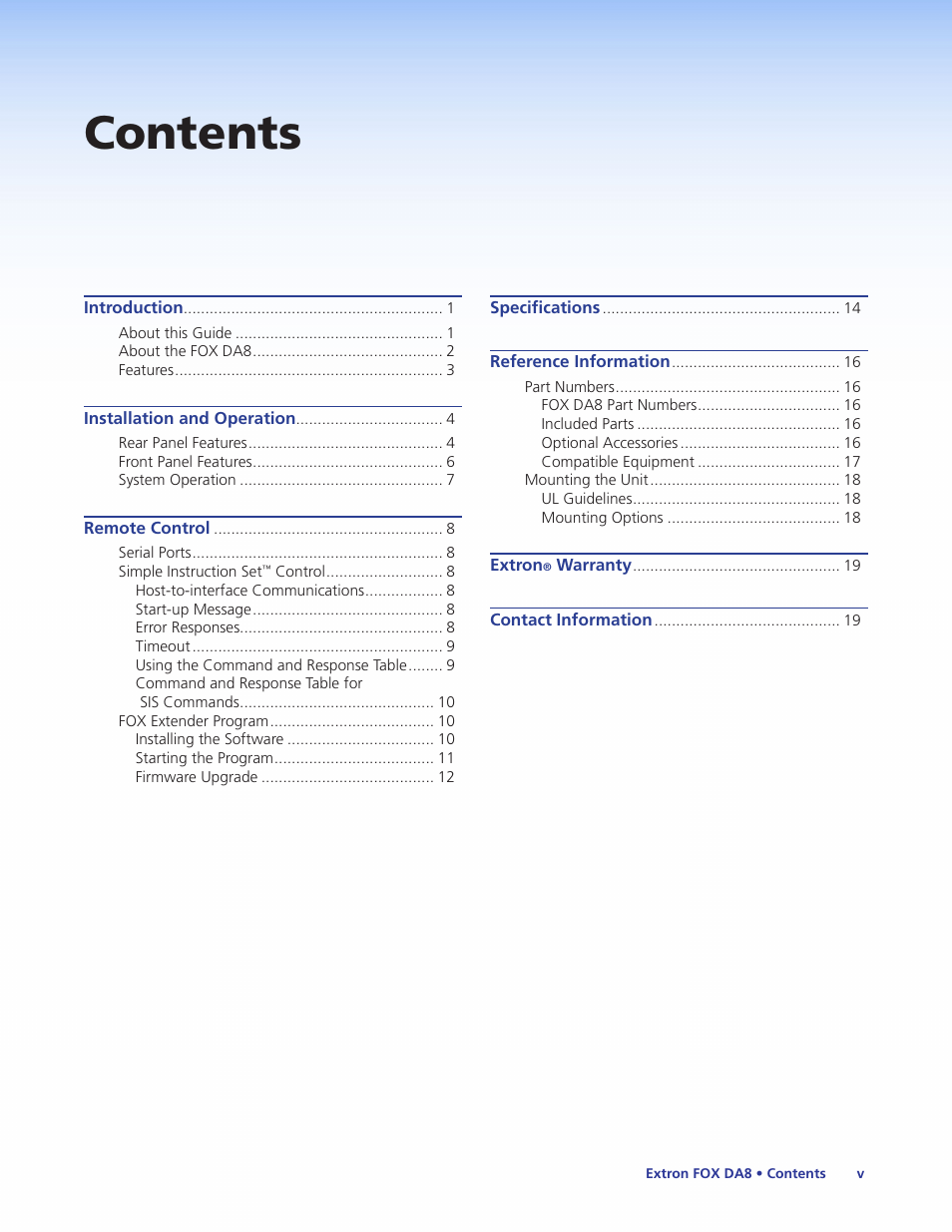 Extron Electronics FOX DA8 User Guide User Manual | Page 5 / 25