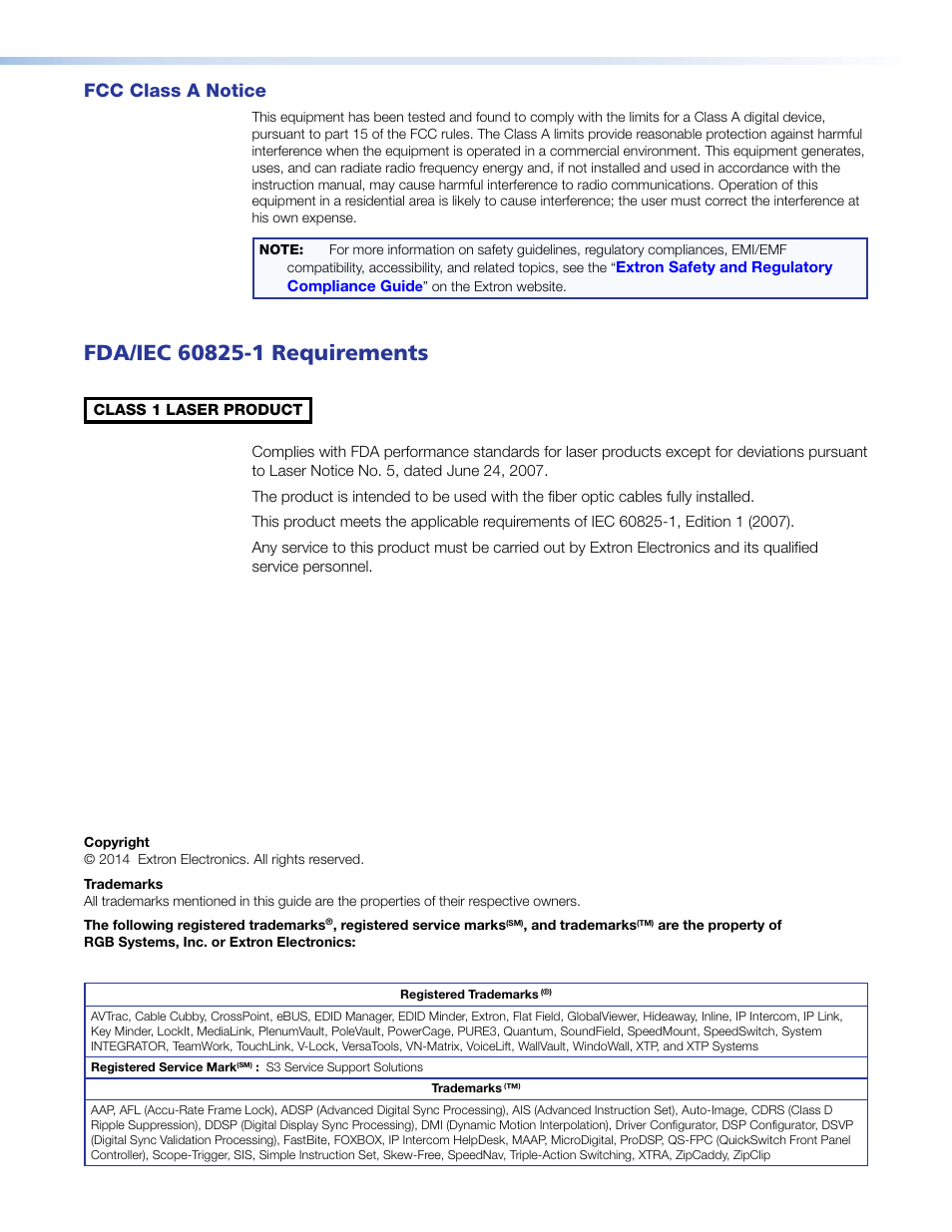 Fcc class a notice | Extron Electronics FOX II T_R DP User Guide User Manual | Page 3 / 48