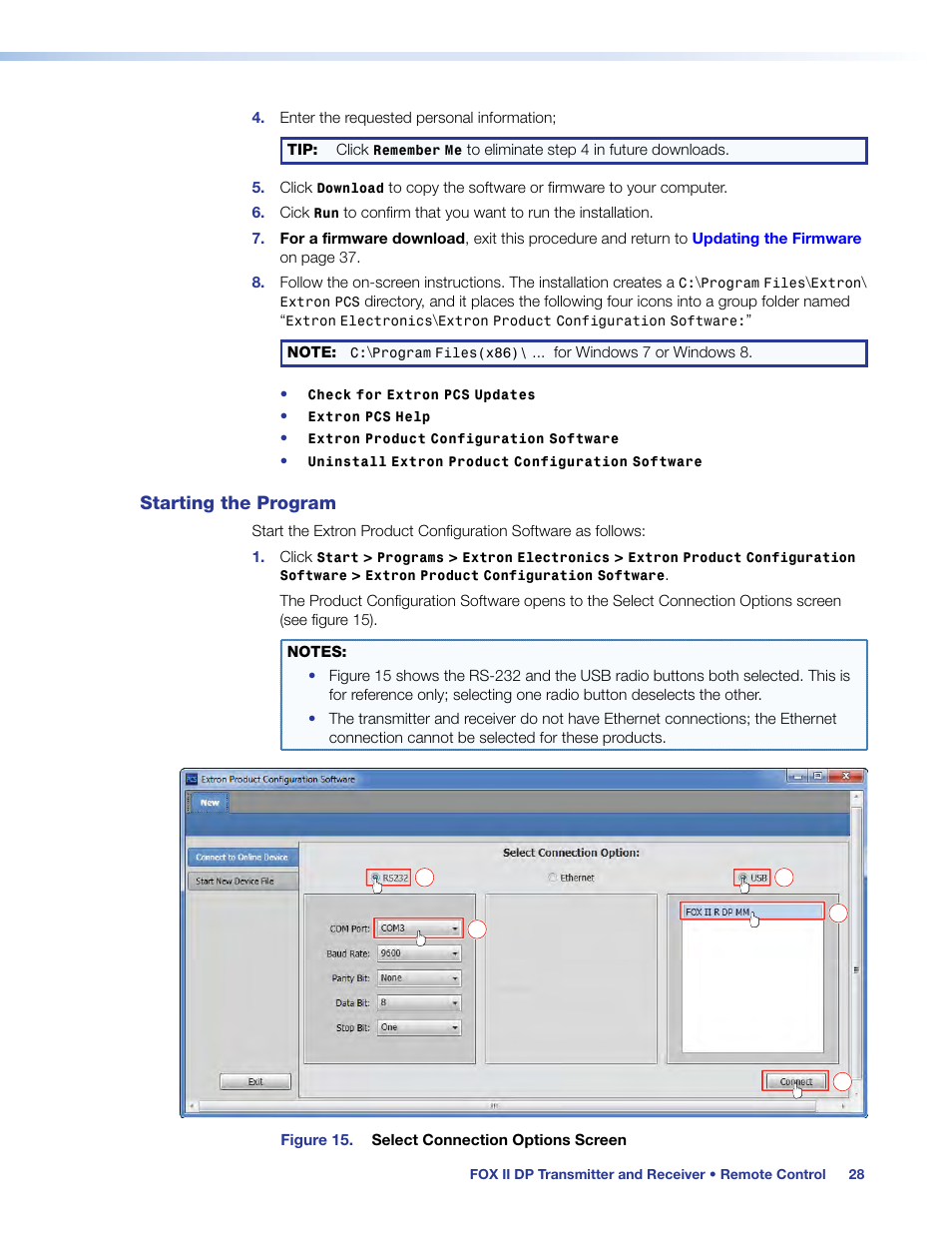 Starting the program | Extron Electronics FOX II T_R DP User Guide User Manual | Page 34 / 48