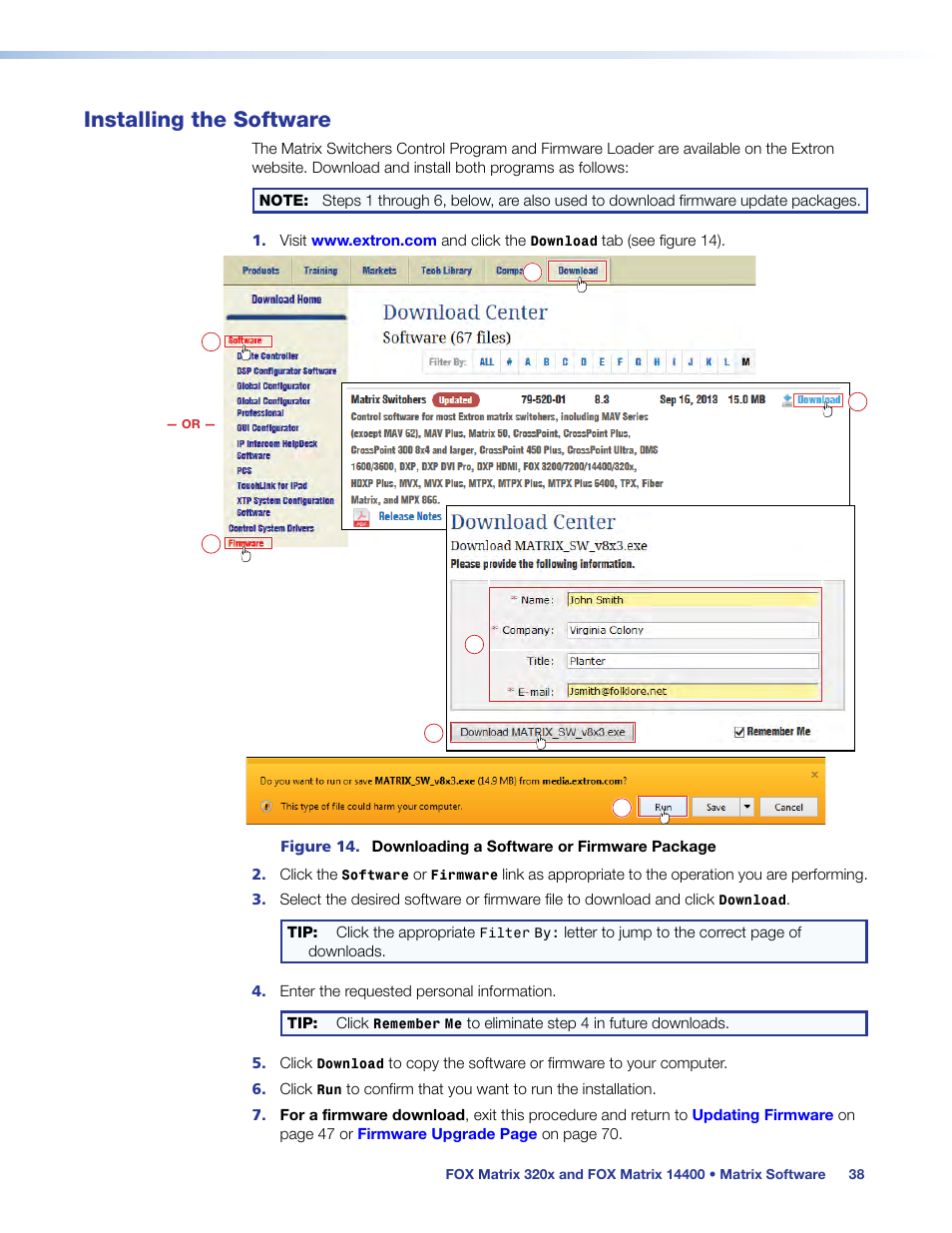 Installing the software | Extron Electronics FOX Matrix 14400 User Guide User Manual | Page 44 / 95