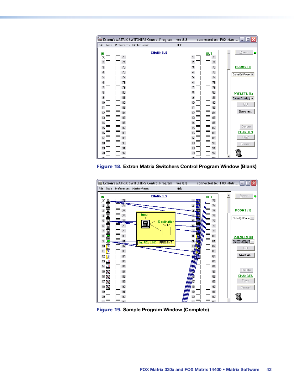 Ent configuration of the attached matrix (see, Figure 18, Figure 1 | Extron Electronics FOX Matrix 14400 User Guide User Manual | Page 48 / 95