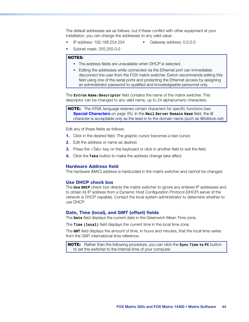 Extron Electronics FOX Matrix 14400 User Guide User Manual | Page 50 / 95