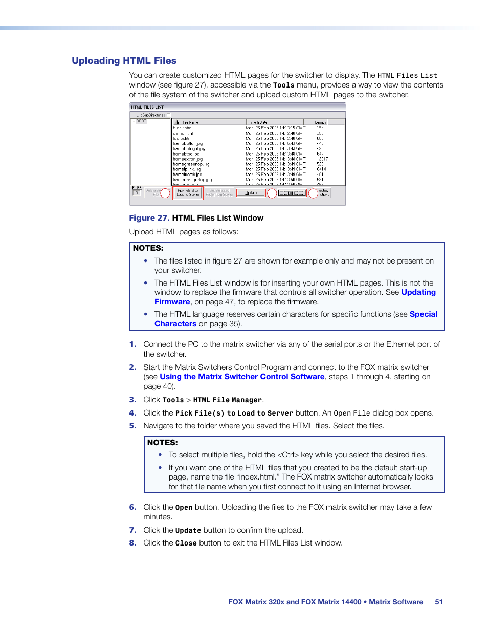 Uploading html files | Extron Electronics FOX Matrix 14400 User Guide User Manual | Page 57 / 95