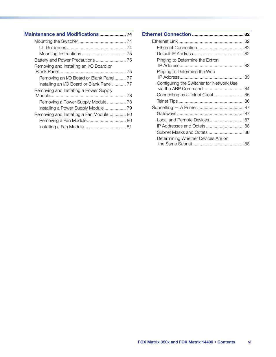 Extron Electronics FOX Matrix 14400 User Guide User Manual | Page 6 / 95