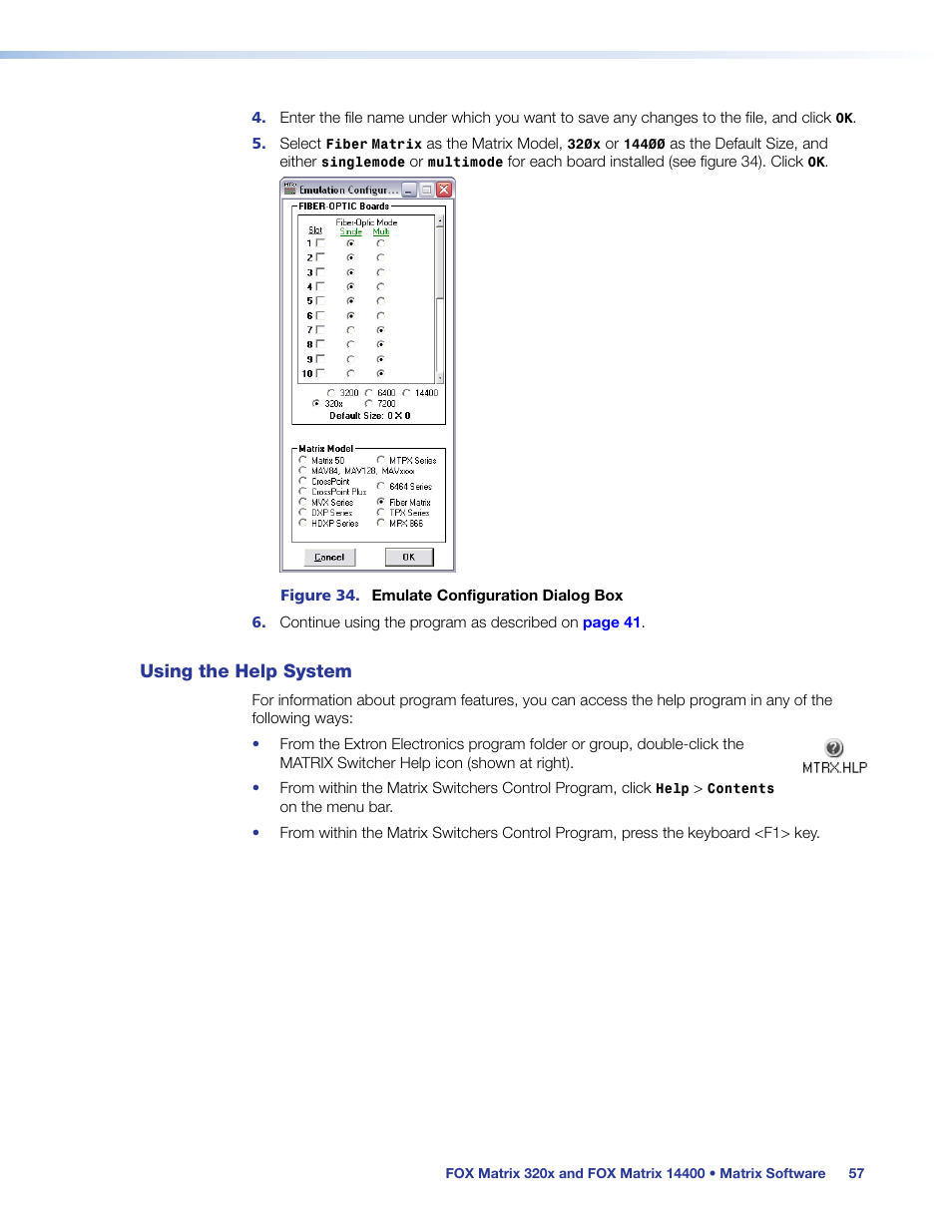 Using the help system | Extron Electronics FOX Matrix 14400 User Guide User Manual | Page 63 / 95