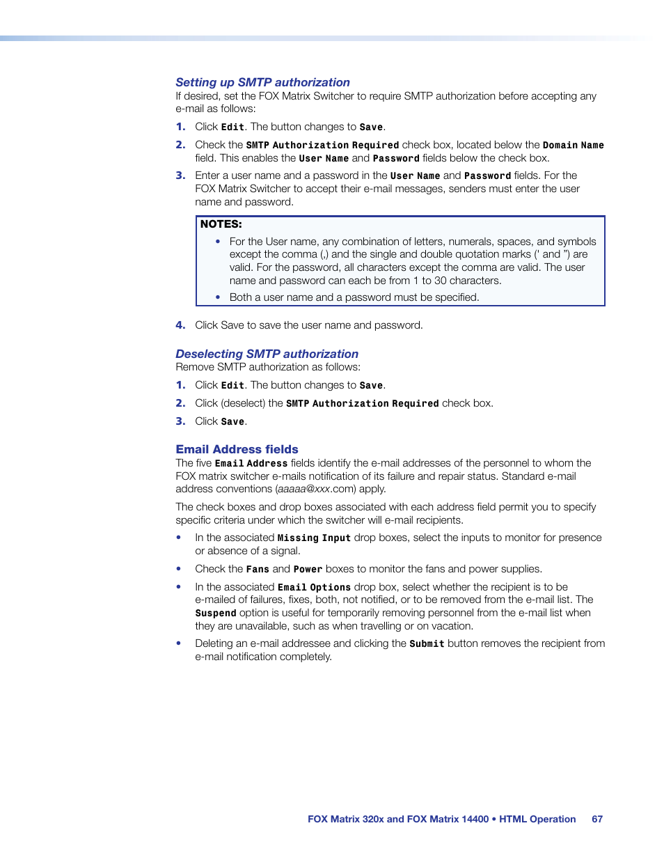 Extron Electronics FOX Matrix 14400 User Guide User Manual | Page 73 / 95