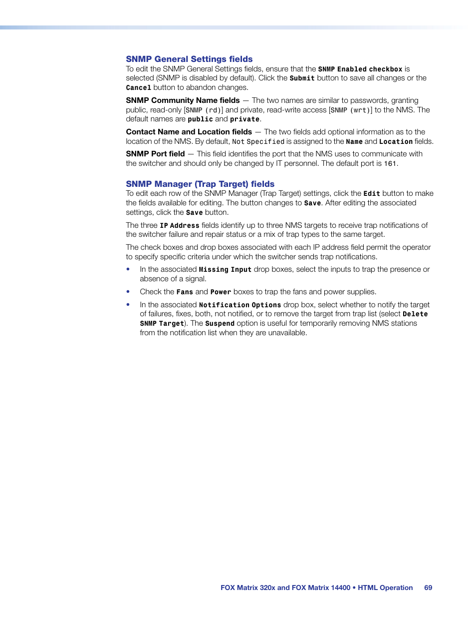 Extron Electronics FOX Matrix 14400 User Guide User Manual | Page 75 / 95