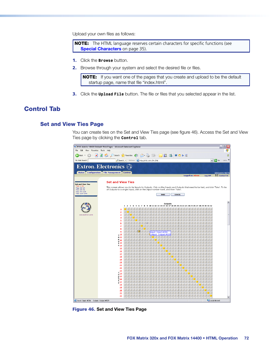 Control tab | Extron Electronics FOX Matrix 14400 User Guide User Manual | Page 78 / 95