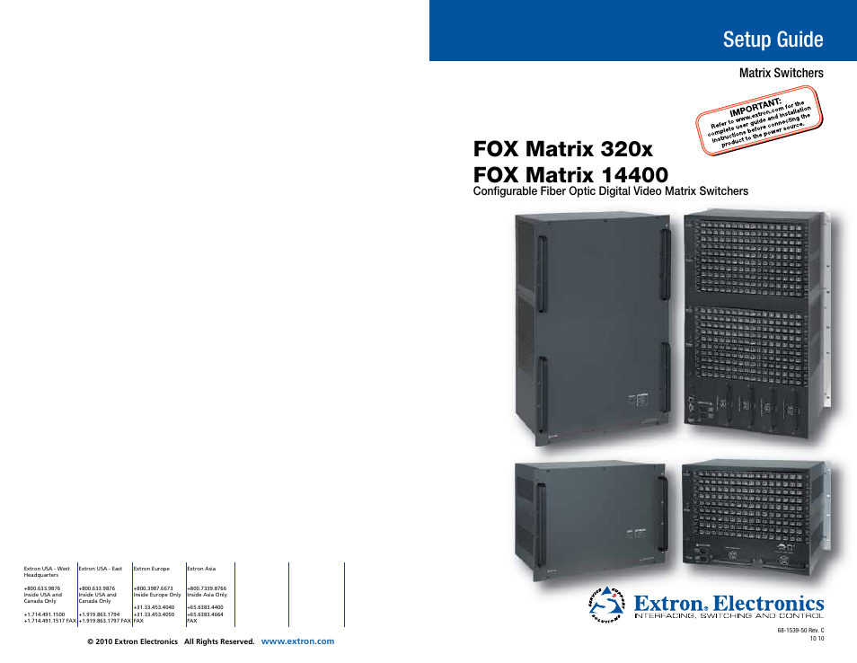 Extron Electronics FOX Matrix 14400 Setup Guide User Manual | 21 pages